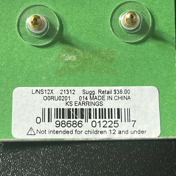 Kate Spade Smokey Gray Faux Quartz Faceted Stud Gold Tone Earrings - Picture 4 of 6